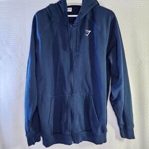 Gymshark XXL Navy Blue Full-Zip Hoodie Sweatshirt